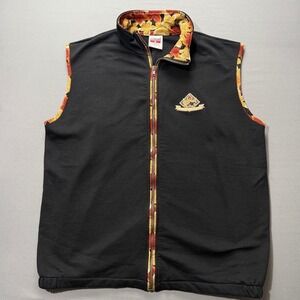 Cityscape Black Floral Print‎ Trim Zip Vest Size Large Sleeveless Casual